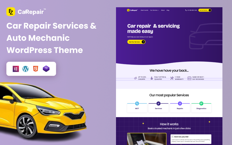 EZ Car Repair – All-in-One Template for Repair Shops and Service Stations WordPress Theme