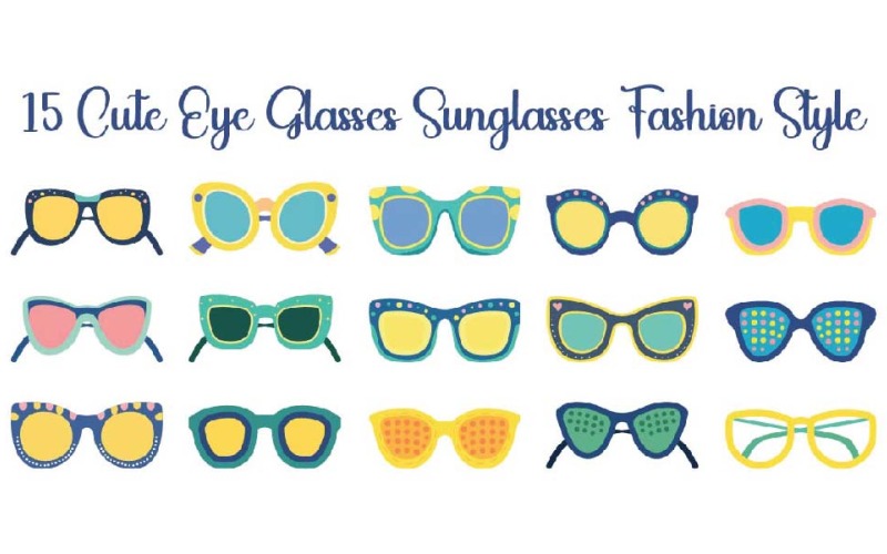 15 Cute Eye Glasses Sunglasses Fashion Style Illustration