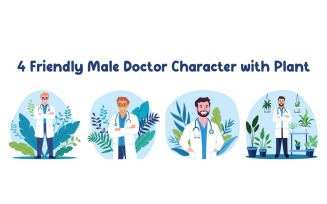 4 Friendly Male Doctor Character with Plant