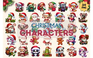 Bundle of Christmas Characters. PNG.