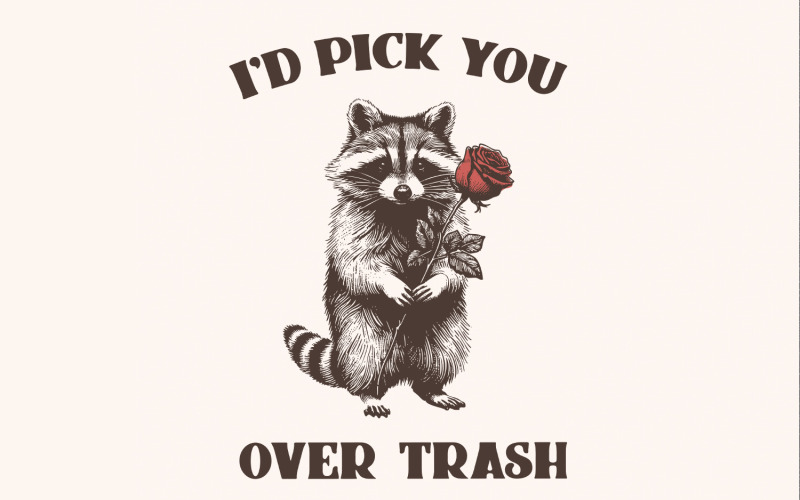 Funny Raccoon Valentines PNG, Sarcastic Valentines, Trash Panda, Cute Raccoon Shirts, Anti Illustration