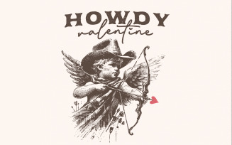 Howdy Valentine PNG, Valentines Day PNG, Western Valentine, Cupid PNG, Retro Valentine, Sublimation