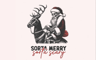 Sorta Merry Sorta Scary, Skeleton Christmas PNG, Festive Clipart, Cute Skeleton Art, Halloween