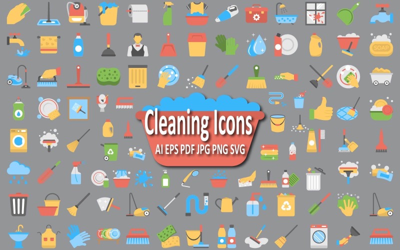 Comprehensive Cleaning Icon Set for Professional Projects