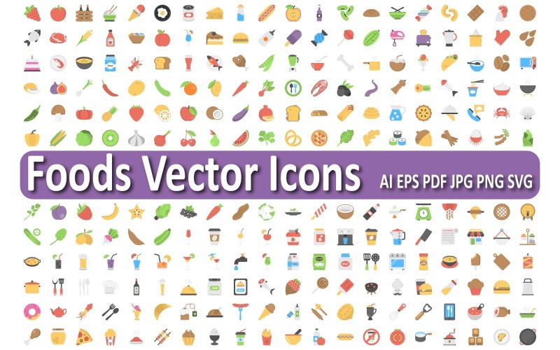 Customizable Food Icons for Branding and Digital Interfaces Icon Set