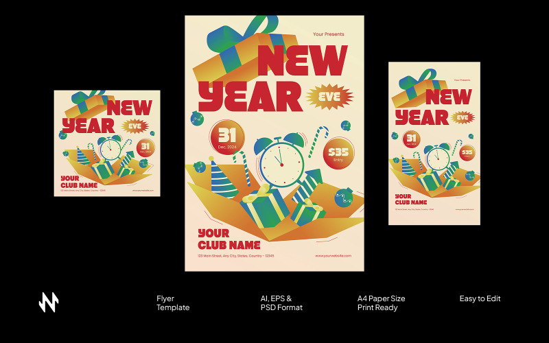 Gradient New Year Eve Flyer Template Corporate Identity