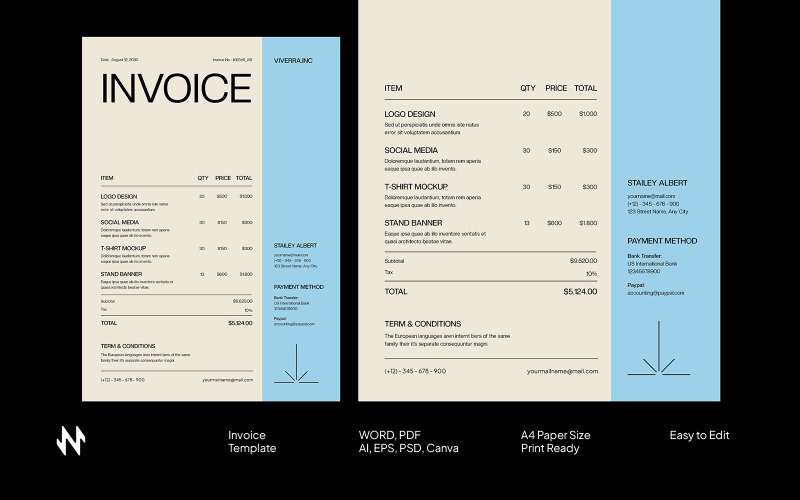 Simple Modern Invoice Swiss Style Corporate Identity