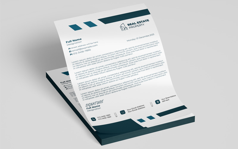 Creative Business Letterhead Template with Customizable Design Corporate Identity