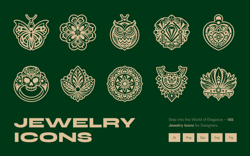 Modern Glyph Jewelry Icons Icon Set