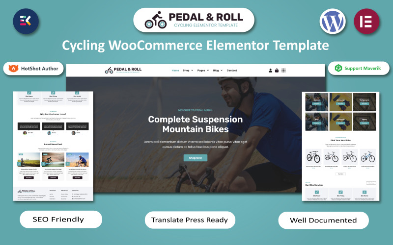 Pedal & Roll - Cycling WooCommerce Elementor Template WooCommerce Theme