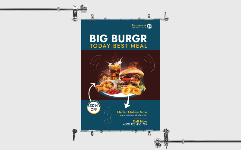 Hot Burger Promotional commercial food Poster template Corporate Identity