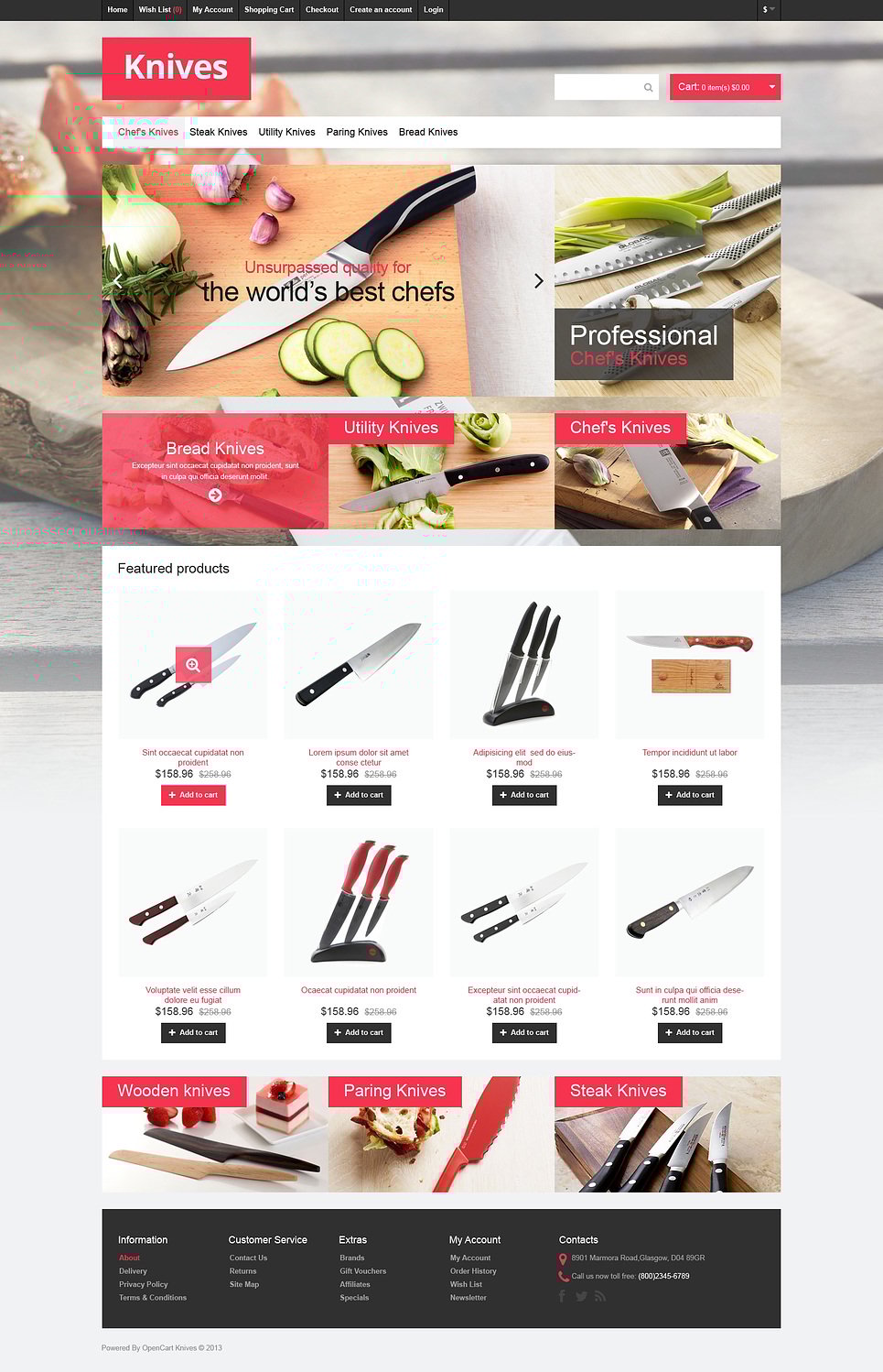 Knives that Cut OpenCart Template New Screenshots BIG