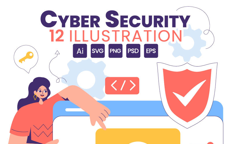 12 Digital Cyber Security Illustration