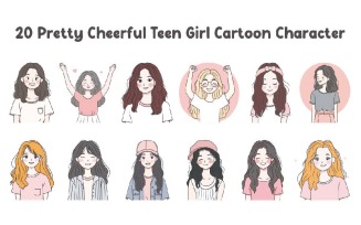 20 Pretty Cheerful Teen Girl Cartoon Character