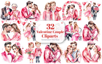 Watercolor Valentine Couple Clipart, Best Friend Clipart, Valentine Sweets, Love Couple Clipart
