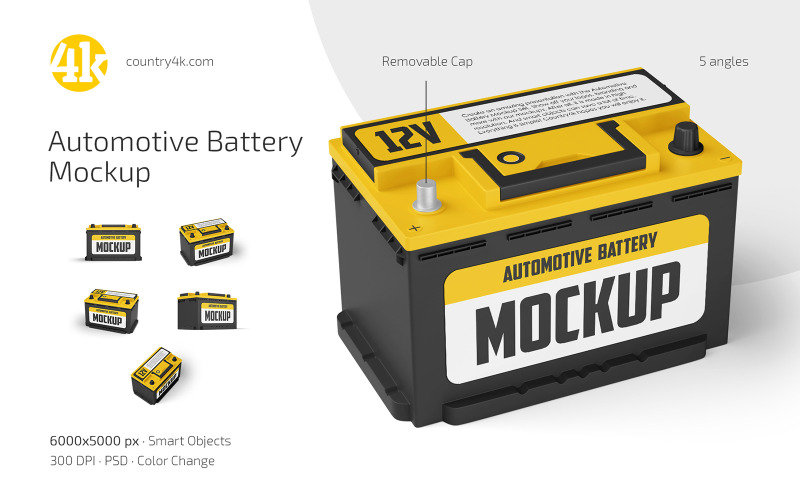 Automotive Battery Mockup Set Product Mockup