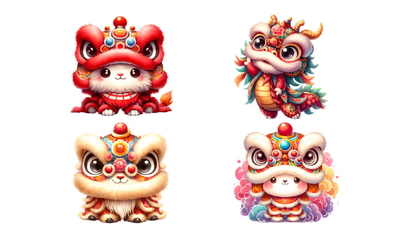 Chinese Zodiac Baby Red Dragon Clipart Illustration