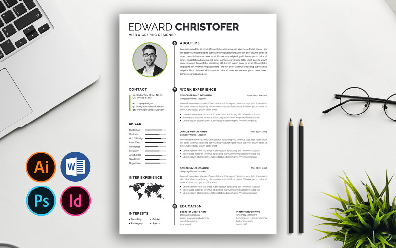 Resume Template, A4 Resume, Word Resume, Indesign Resume