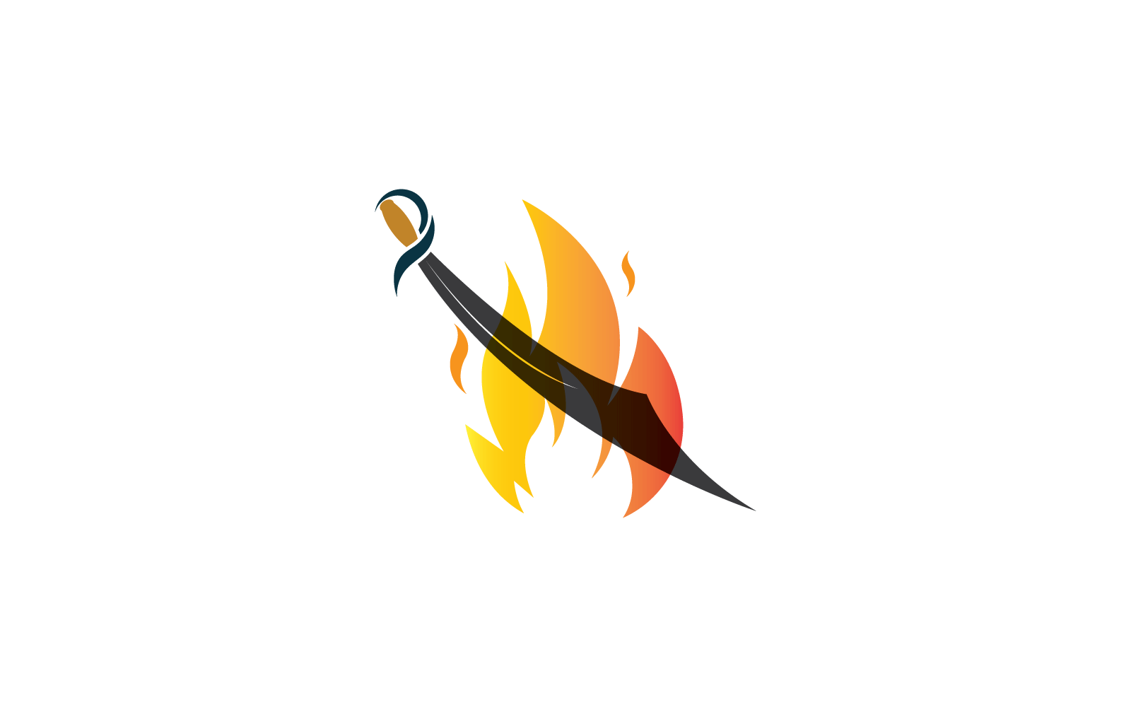 Sword logo flat design icon illustration