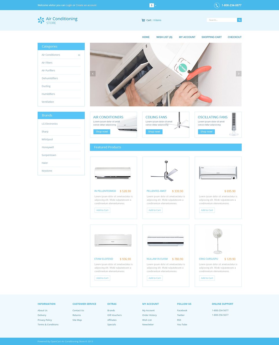 Air Conditioners OpenCart Template New Screenshots BIG