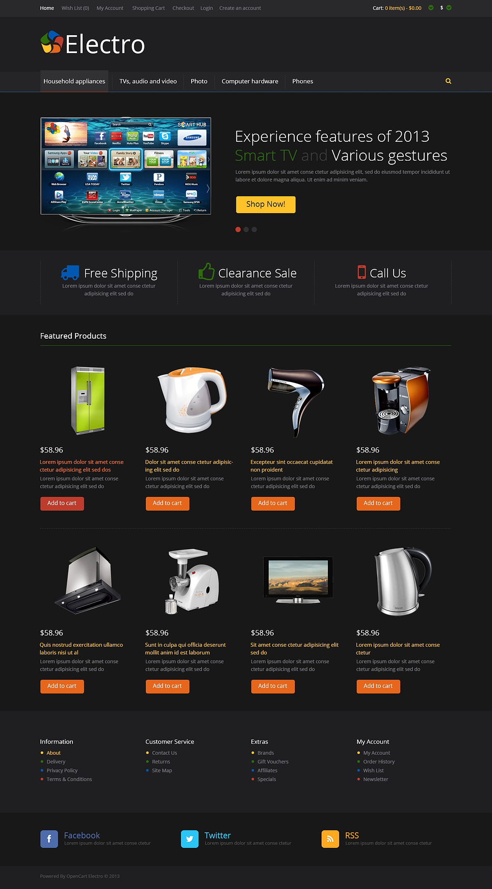 Black Electro Store OpenCart Template New Screenshots BIG