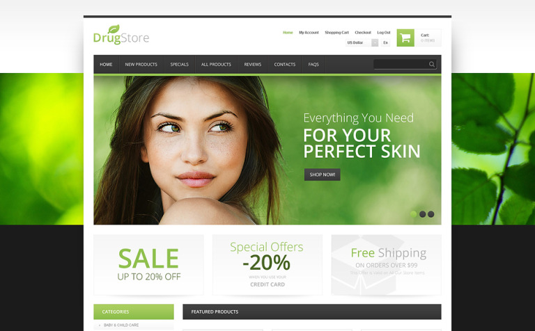 Drug Store ZenCart Theme Big Screenshot Drug Store ZenCart Template New Screenshots BIG