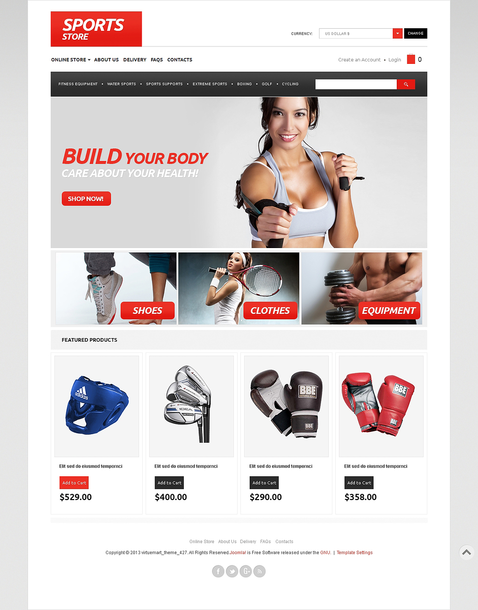 Everything for Sports VirtueMart Template New Screenshots BIG