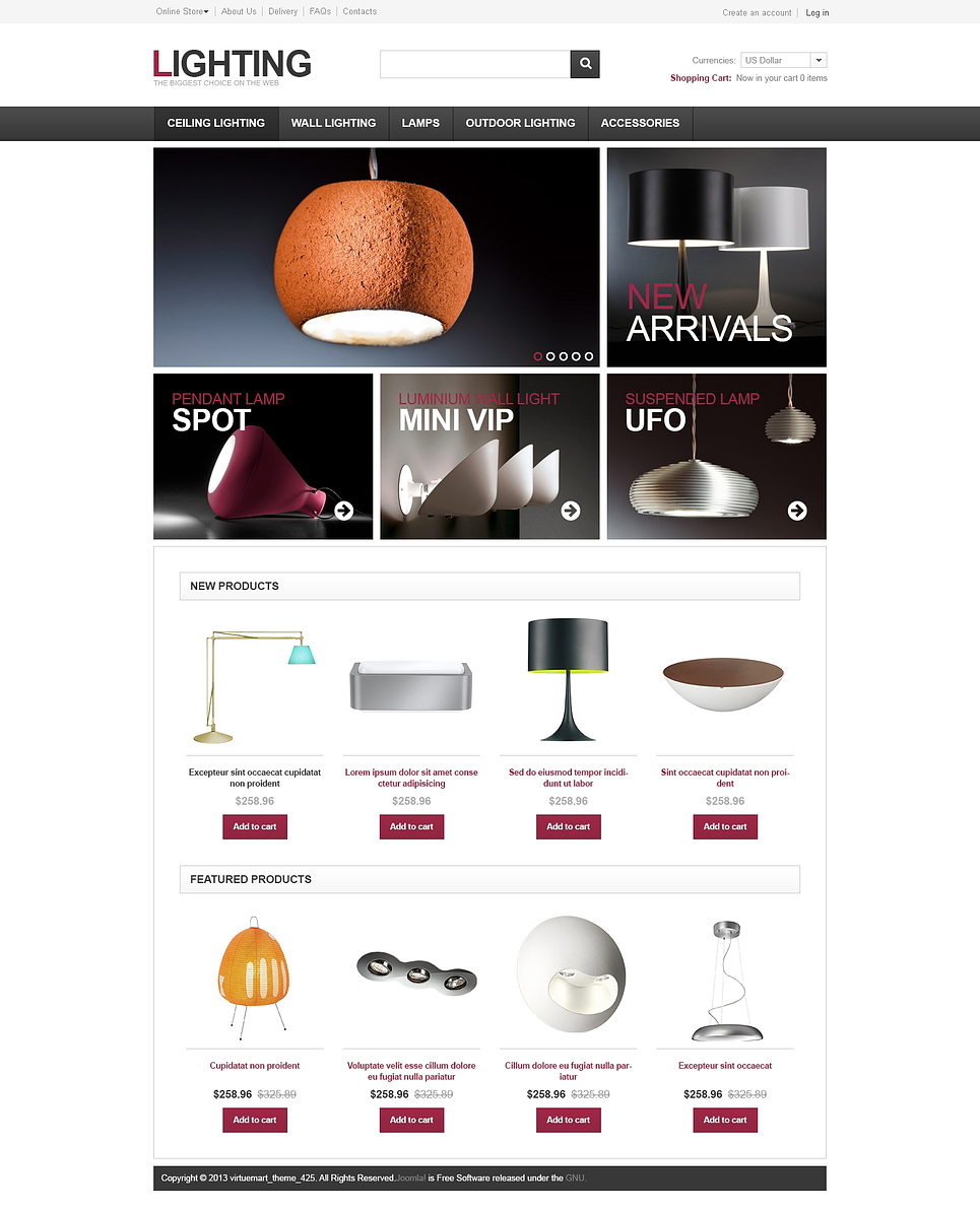 Lighting for Home and Office VirtueMart Template New Screenshots BIG