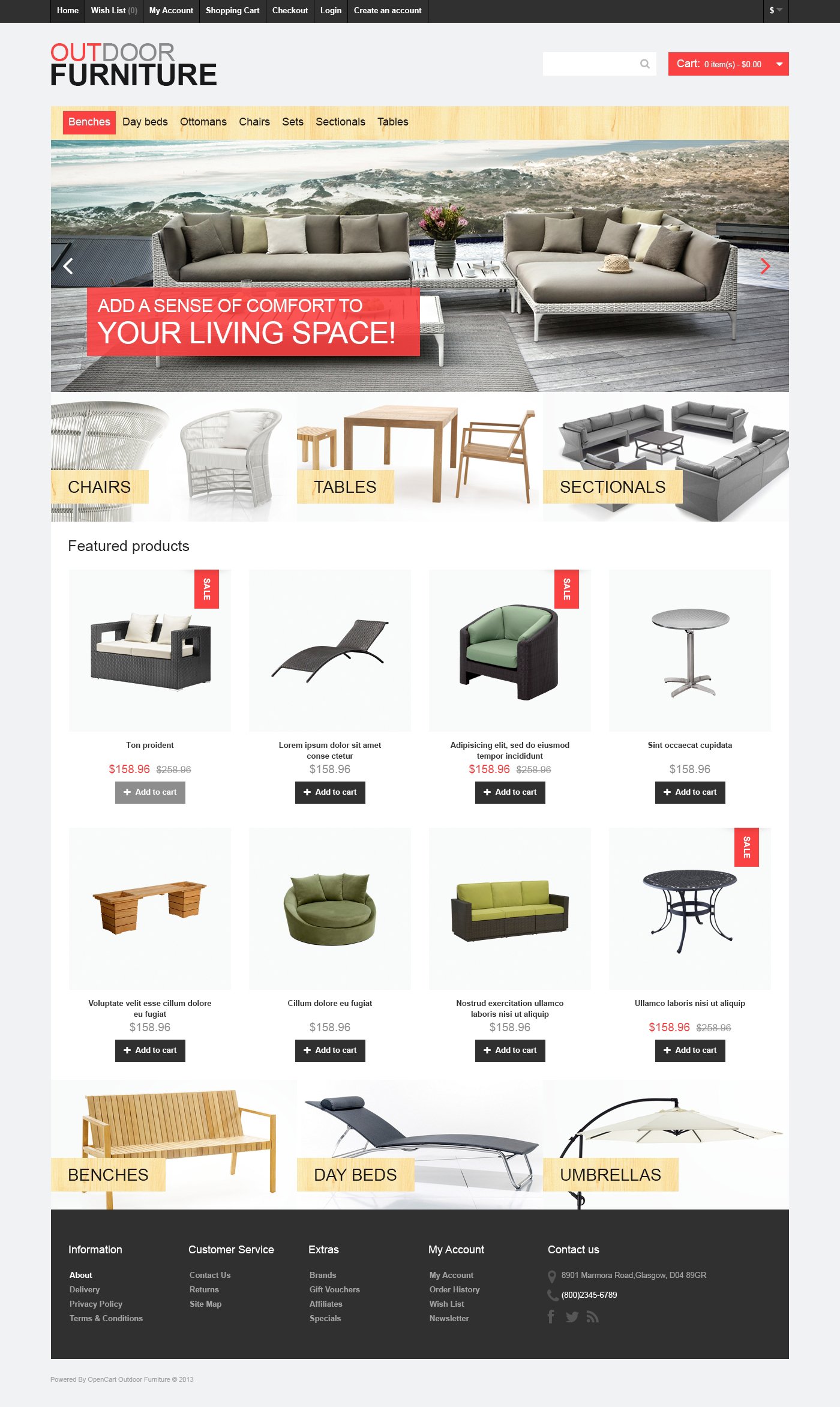 Plantilla OpenCart "Muebles para Exterior" #46977 - captura de pantalla