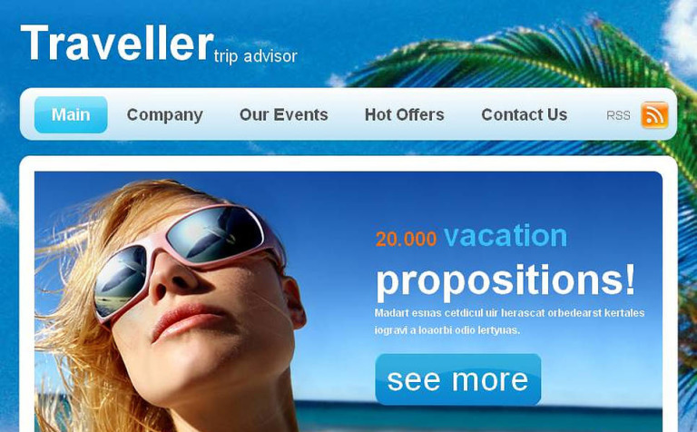 Travel Guide Premium Facebook HTML CMS Theme Big Screenshot Travel Guide Facebook HTML CMS Template New Screenshots BIG