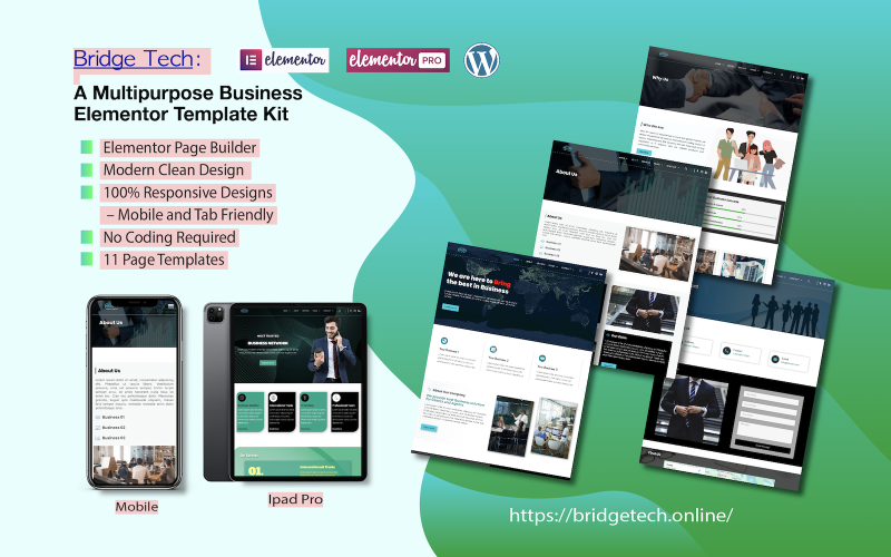BridgeTech: A multipurpose Business Elementor Template kit Elementor Kit