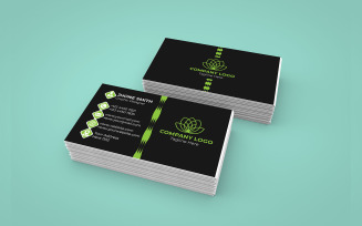 Creative Black and green Business Card - Simple Business Card Design