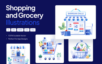 Grocery Shopping Illustrations