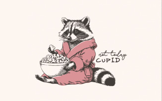 Not Today Cupid Funny Raccoon PNG, Valentine's Day Sublimation Design, Sarcastic Feral Humor, Retro