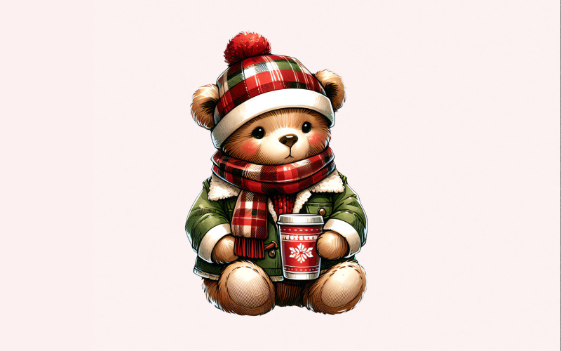 Teddy Bear PNG, Christmas PNG, Christmas Sublimation, Retro Holidays PNG, Digital Download, Illustration