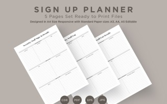 Sign Up Planning Pages Set V-14