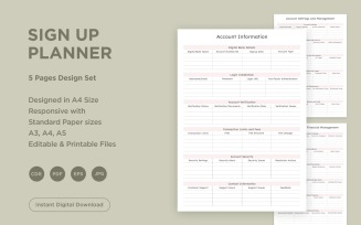 Sign Up Planning Pages Set V-18