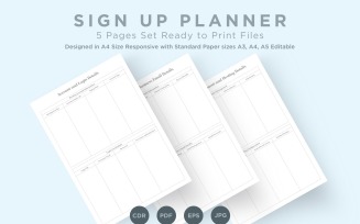 Sign Up Planning Pages Set V-19