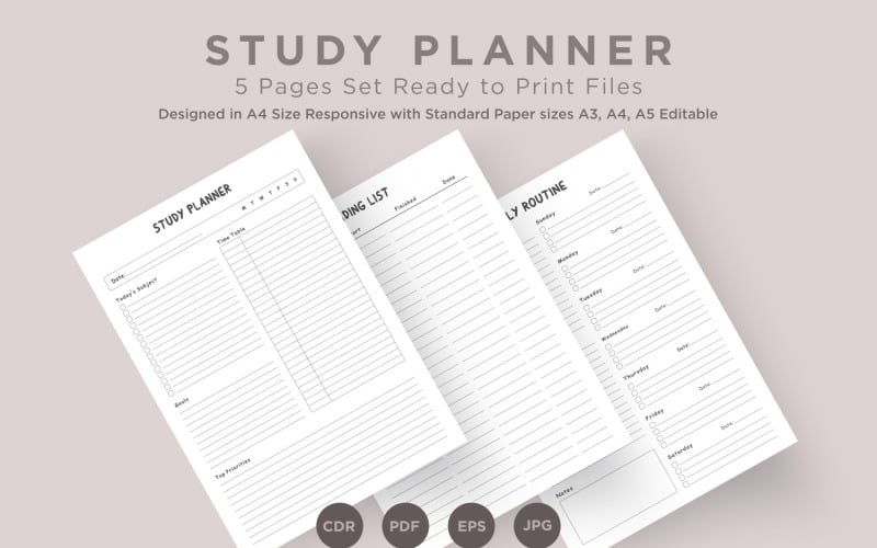 Study Planning Pages Set V-04 Planner