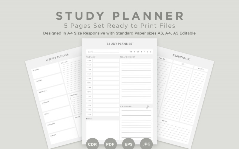Study Planning Pages Set V-06 Planner
