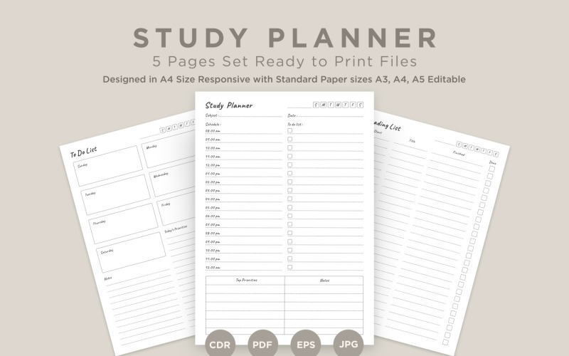 Study Planning Pages Set V-16 Planner