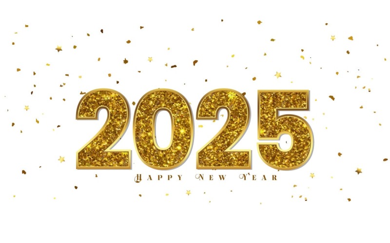2025 New Year Golden glitter text Illustration