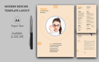 Beige & Coral Color Resume Template