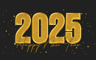 2025 New Year, Golden glitter typography text effect design