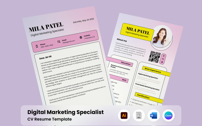 Modern CV Resume for Marketing Professionals Resume Template