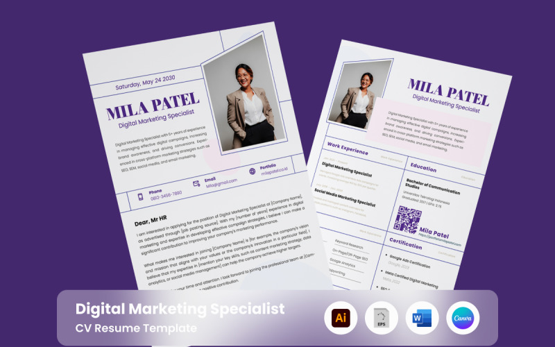 Professional CV Resume for Digital Marketing Experts Resume Template