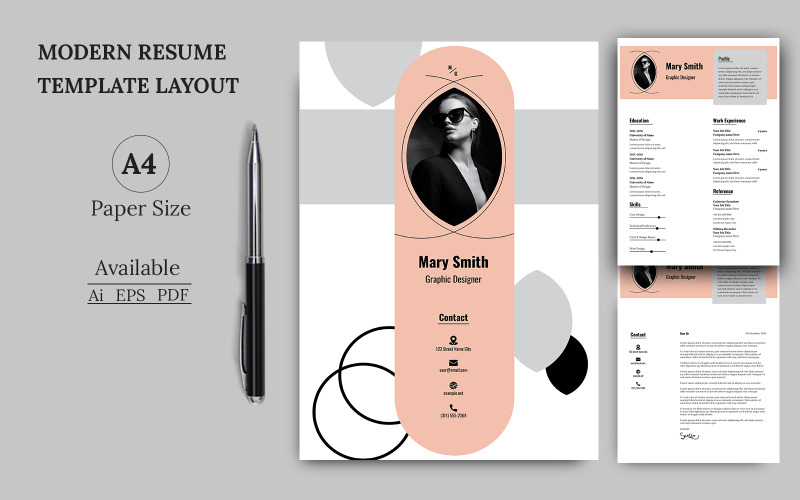 Salmon Color Resuem Template Resume Template