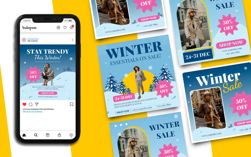 Winter Sale Instagram Post Template 112 Social Media