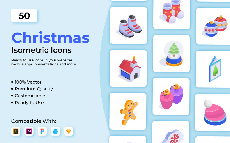 Christmas Isometric Icons Icon Set