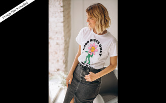 Girl White T shirt Mockup Template